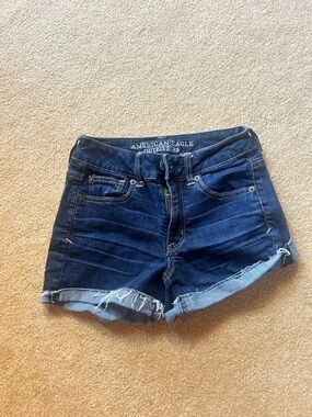 American Eagle Dark Blue Denim Cutoff Shorts- Size 2